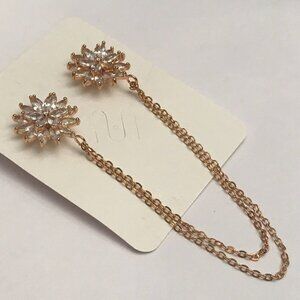 Cubic Zirconia Floral Flower Collar Pins